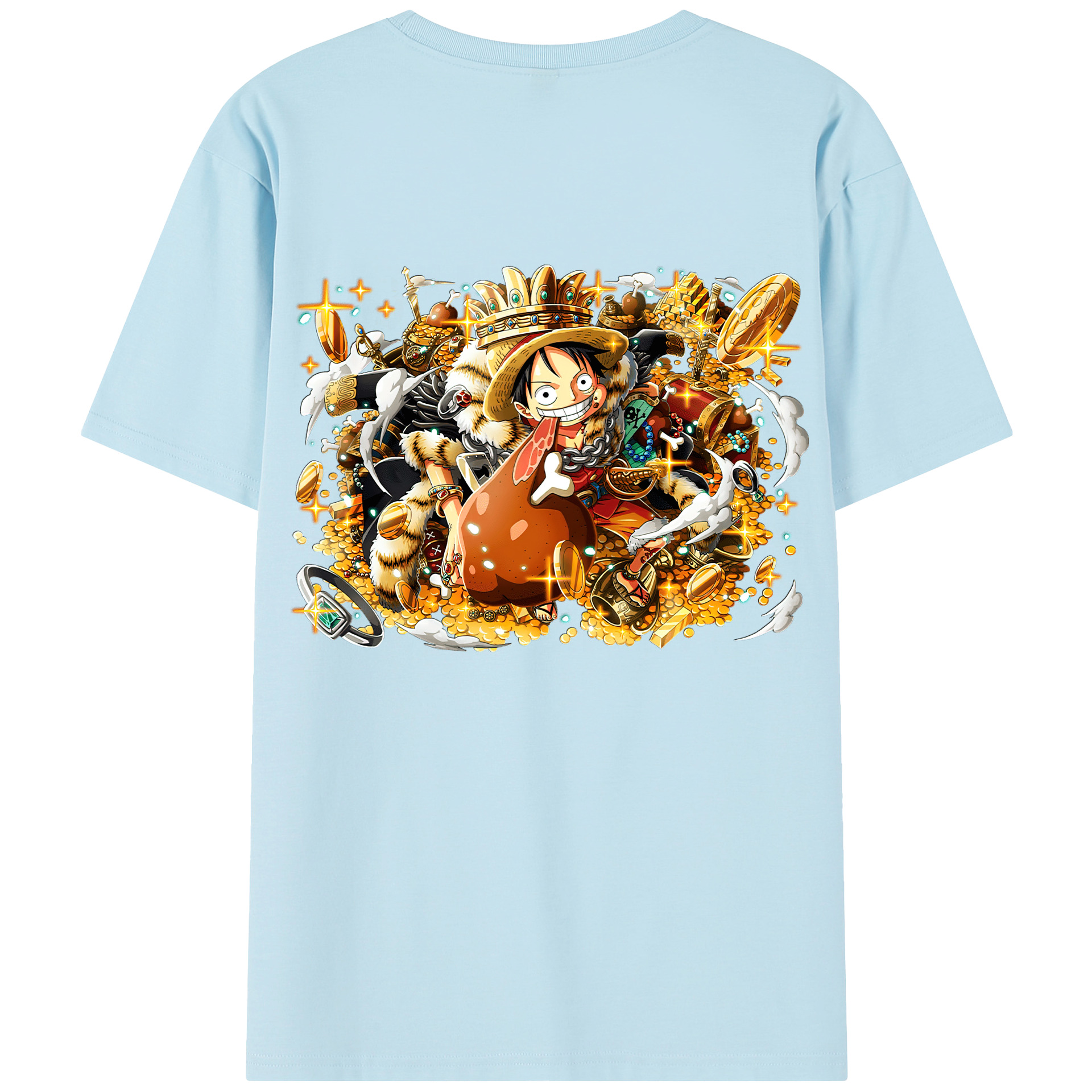 ワンピース モンキー・D・ルフィ ONE PIECE Monkey D. Luffy 綿100％半袖Tシャツ（背面プリント）